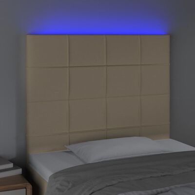 vidaXL Sänggavel LED gräddvit 100x5x118/128 cm tyg