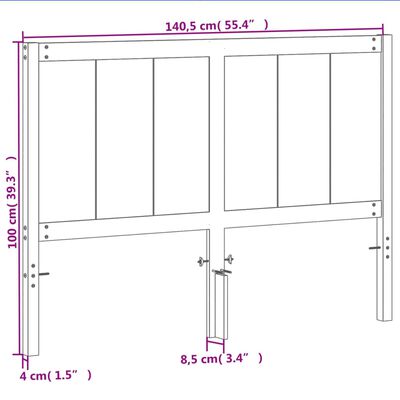 vidaXL Huvudgavel vaxbrun 135 cm massiv furu