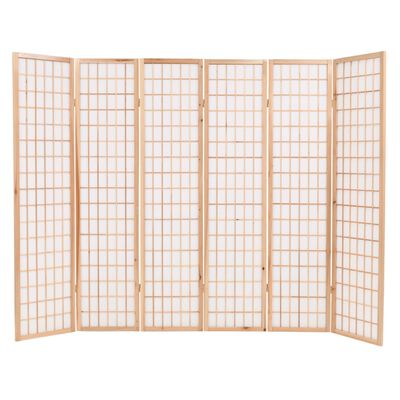 vidaXL Rumsavdelare med 6 paneler japansk stil 240x170 cm naturlig