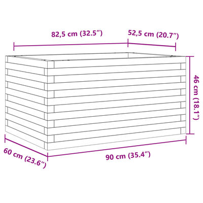 vidaXL Odlingslåda vaxbrun 90x60x46 cm massiv furu