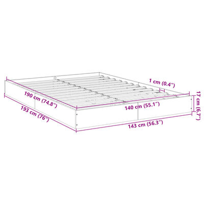 vidaXL Sängram utan madrass rökfärgad ek 140x190 cm konstruerad trä