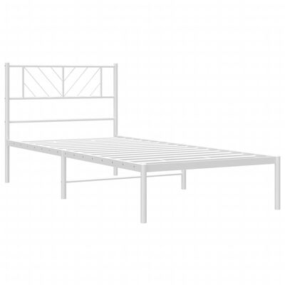 vidaXL Sängram med huvudgavel metall vit 107x203 cm