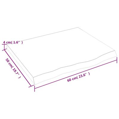 vidaXL Vägghylla ljusbrun 60x50x(2-4) cm behandlad massiv ek