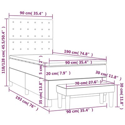 vidaXL Ramsäng med madrass rosa 90x190 cm sammet