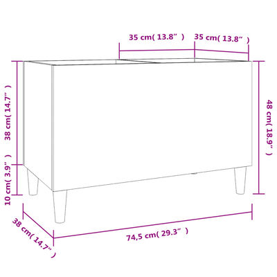 vidaXL Stereobänk vit 74,5x38x48 cm konstruerat trä