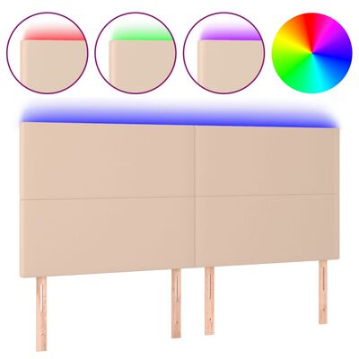 vidaXL Sänggavel LED cappuccino 160x5x118/128 cm konstläder