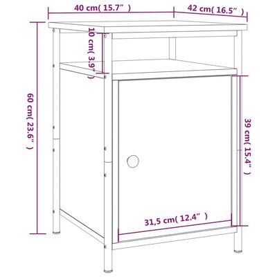 vidaXL Sängbord brun ek 40x42x60 cm konstruerat trä