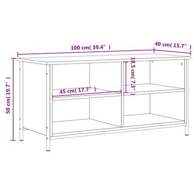 vidaXL Tv-bänk sonoma-ek 100x40x50 cm konstruerat trä