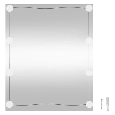vidaXL Väggspegel med LED-belysning 50x60 cm glas rektangulär