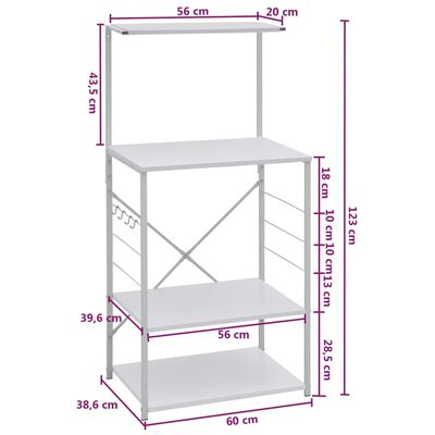 vidaXL Hylla för mikrovågsugn vit 60x39,6x123 cm konstruerat trä