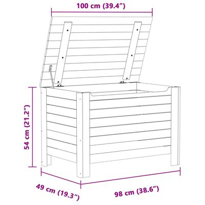 vidaXL Förvaringslåda med lock RANA vit 100x49x54 cm massiv furu