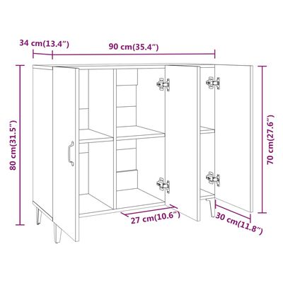 vidaXL Byrå rökfärgad ek 90x34x80 cm konstruerat trä