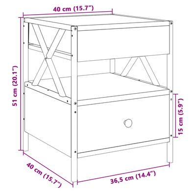 vidaXL Soffbord med Infinity LEDs sonoma-ek 40x40x51 cm