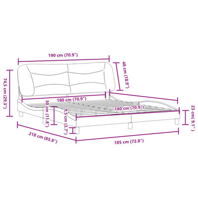 vidaXL Sängram utan madrass ljusgrå 180x200 cm tyg