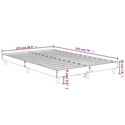 vidaXL Sängram utan madrass sonoma-ek 120x190 cm konstruerad trä