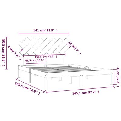 vidaXL Sängram svart 140x190 cm massivt trä