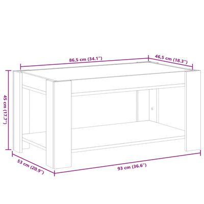 vidaXL Soffbord med LEDs svart 93x53x45 cm konstruerat trä