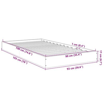 vidaXL Sängram utan madrass rökfärgad ek 90x190 cm konstruerad trä