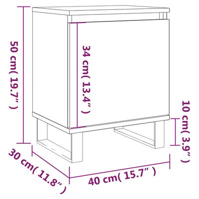 vidaXL Sängbord 2 st rökfärgad ek 40x30x50 cm konstruerat trä