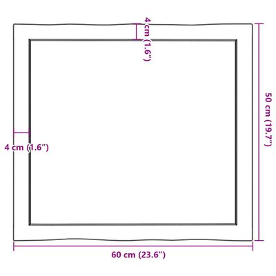 vidaXL Bordsskiva mörkbrun 60x50x(2-4) cm massivt trä levande kant