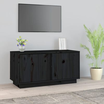 vidaXL Tv-bänk svart 80x35x40,5 cm massiv furu