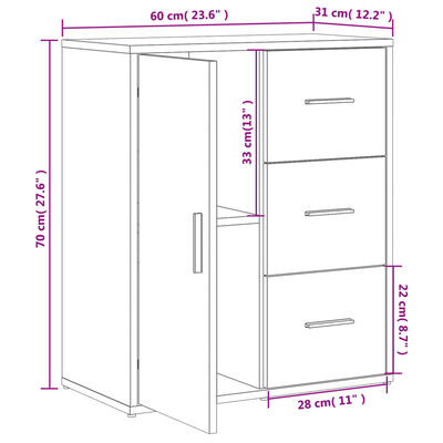 vidaXL Skänk sonoma-ek 60x31x70 cm konstruerat trä