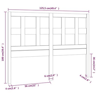 vidaXL Sänggavel vit 125,5x4x100 cm massiv furu