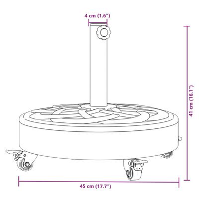 vidaXL Parasollfot med hjul för Ø38 / 48 mm stolpar 27 kg rund