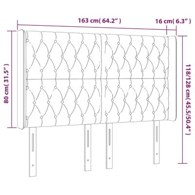 vidaXL Sänggavel LED taupe 163x16x118/128 cm tyg