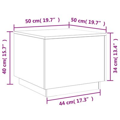 vidaXL Soffbord med LED brun ek 50x50x40 cm