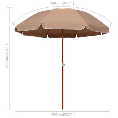 vidaXL Trädgårdsparasoll med stålstång 240 cm taupe