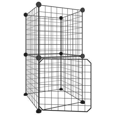 vidaXL Husdjursbur svart 8 paneler 35x35 cm stål