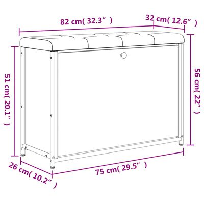 vidaXL Skobänk med flip-låda grå sonoma 82x32x56 cm
