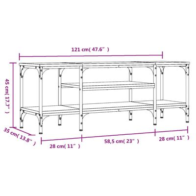 vidaXL Tv-bänk sonoma-ek 121x35x45 cm konstruerat trä & järn