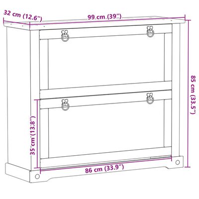 vidaXL Skoskåp Corona 99x32x85 cm massiv furu