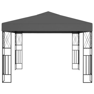 vidaXL Paviljong med ljusslinga LED 3x3 m antracit tyg