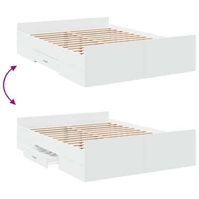 vidaXL Sängram med lådor vit 120x200 cm konstruerat trä