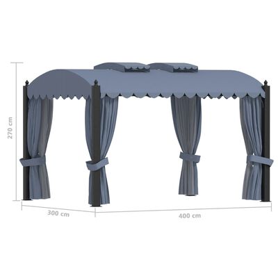 vidaXL Paviljong med draperi 3x4 m antracit stål