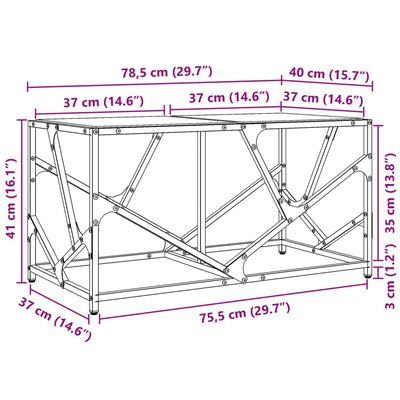 vidaXL Soffbord med transparent glasskiva 78,5x40x41 cm stål