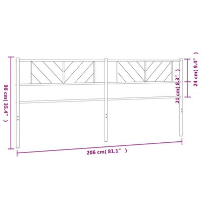 vidaXL Huvudgavel metall vit 200 cm