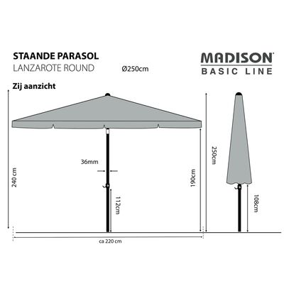 Madison Trädgårdsparasoll Lanzarote 250 cm rund aquablå