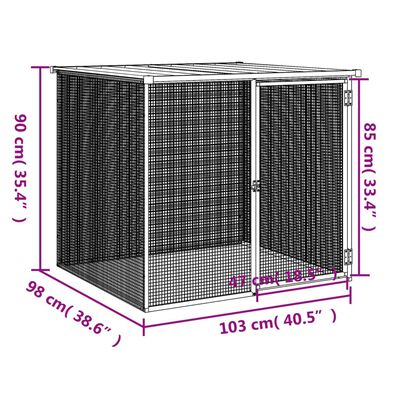 vidaXL Hönsbur med tak ljusgrå 103x98x90 cm galvaniserat stål