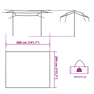 vidaXL Tarp grå och orange 360x294 cm vattentät