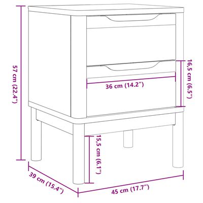 vidaXL Sängbord vit 45x39x57 cm massiv furu