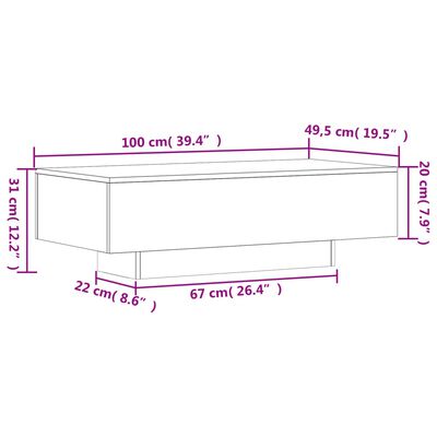 vidaXL Soffbord vit högglans 100x49,5x31 cm konstruerat trä