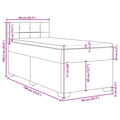 vidaXL Ramsäng med madrass svart 90x190 cm sammet