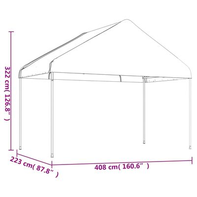 vidaXL Paviljong med tak vit 13,38x4,08x3,22 m polyeten