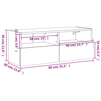 vidaXL Väggmonterad tv-bänk rökfärgad ek 80x30x30 cm konstruerat trä