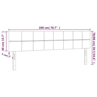 vidaXL Sänggavel LED mörkgrå 200x5x78/88 cm sammet