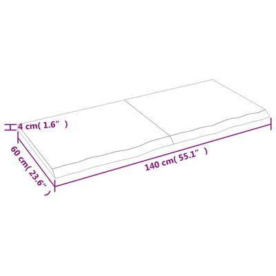 vidaXL Vägghylla ljusbrun 140x60x(2-4) cm behandlad massiv ek